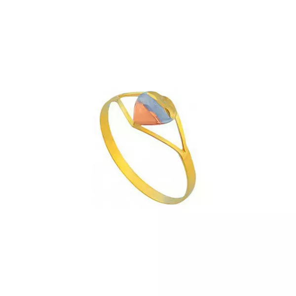 Anel De Ouro 18k Coração Tricolor