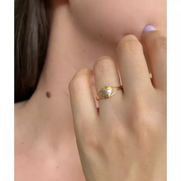 Anel De Ouro 18k Coração Tricolor