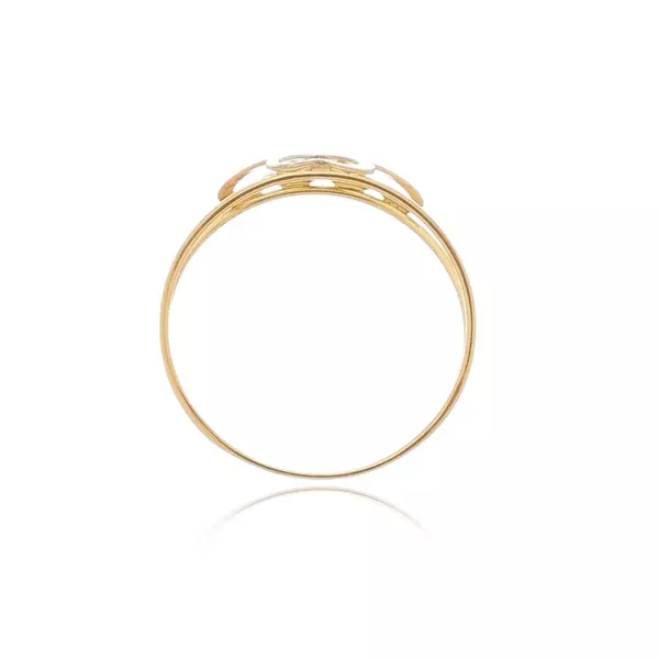 Anel De Ouro 18k Coração Triplo Tricolor