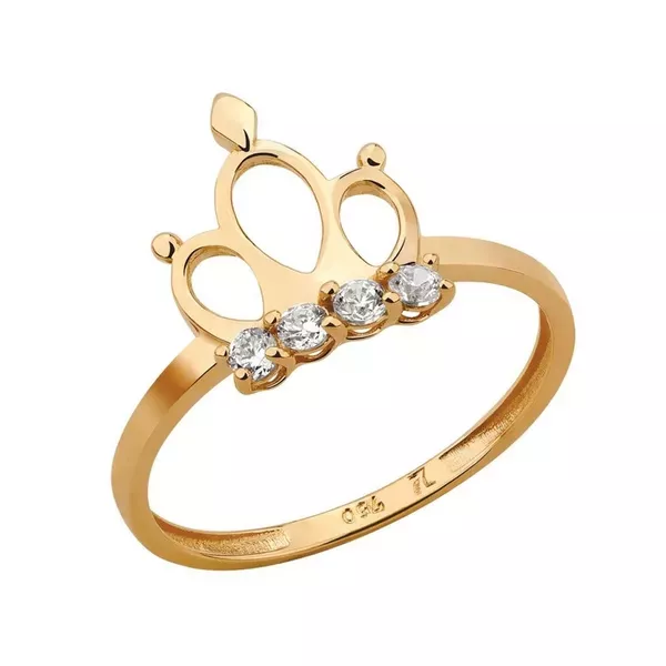 Anel De Ouro 18k Coroa Classic Zircônias