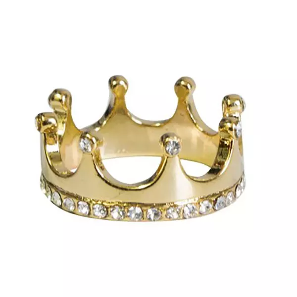 Anel De Ouro 18k Coroa Com Pedras