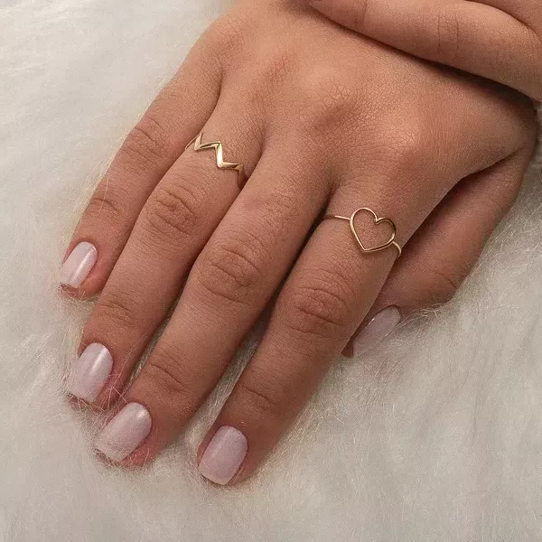 Anel De Ouro 18k Fio Coração