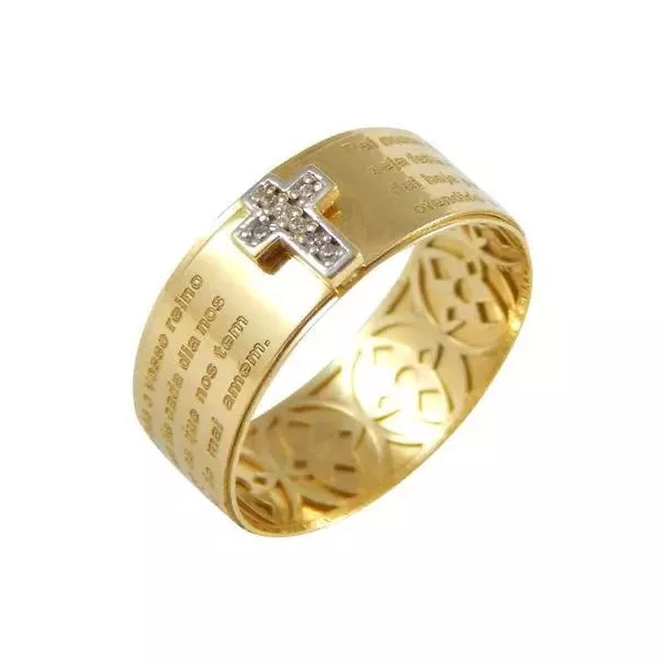 Anel De Ouro 18k Oração Pai Nosso