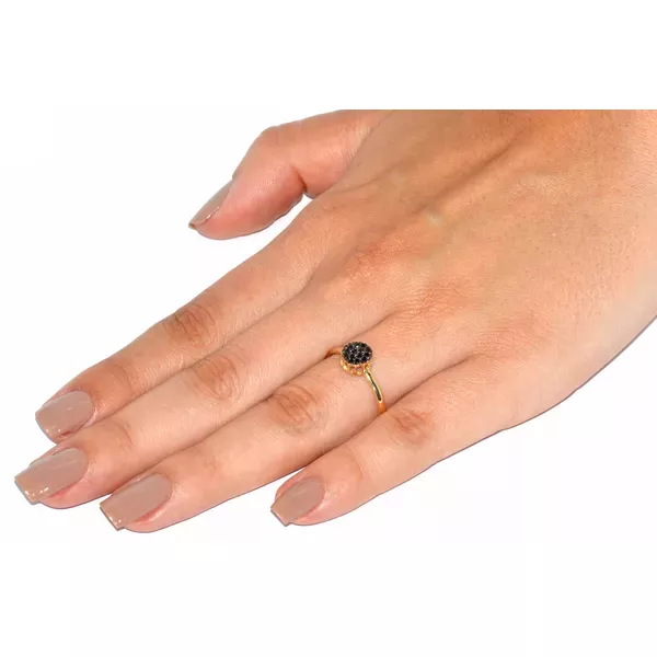 Anel De Ouro 18k Pavê Com Zircônias Negras