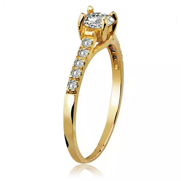 Anel De Ouro 18k Princess Com Zircônia