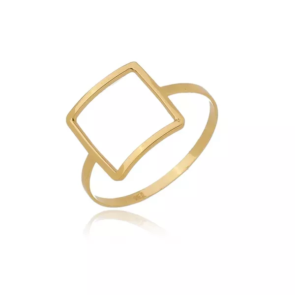 Anel De Ouro 18k Quadrado Vazado