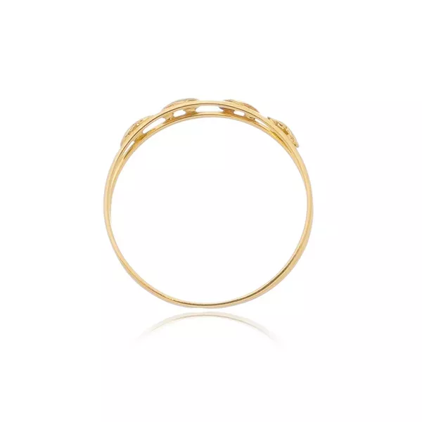 Anel De Ouro 18k Quatro Corações Tricolor