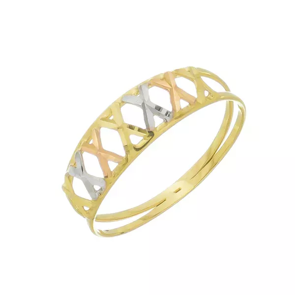 Anel de Ouro 18k Romano Tricolor