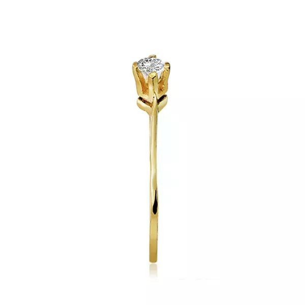 Anel De Ouro 18k Solitário Charm Com Zircônia