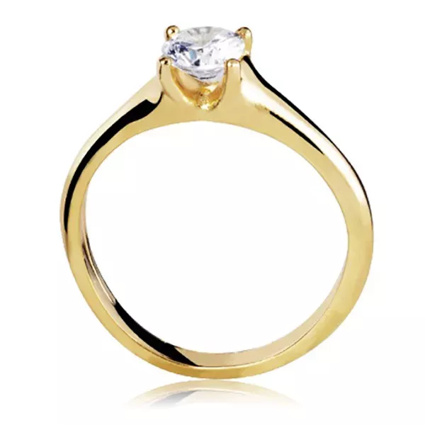 Anel De Ouro 18k Solitário Chic Com Zircônia