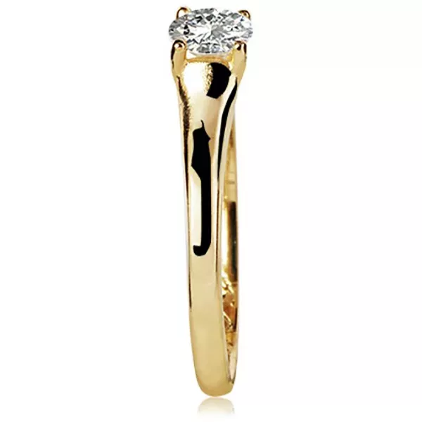 Anel De Ouro 18k Solitário Chic Com Zircônia