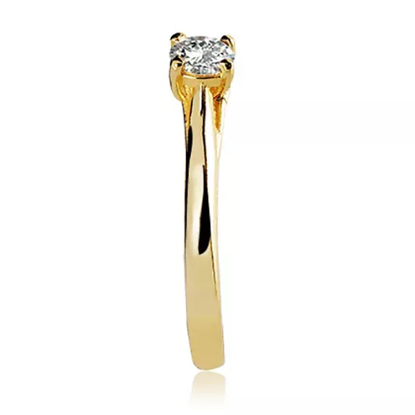 Anel De Ouro 18k Solitário Com Zircônia