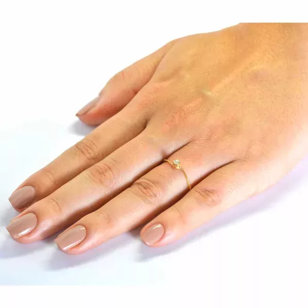 Anel De Ouro 18k Solitário Marie Com Zircônia