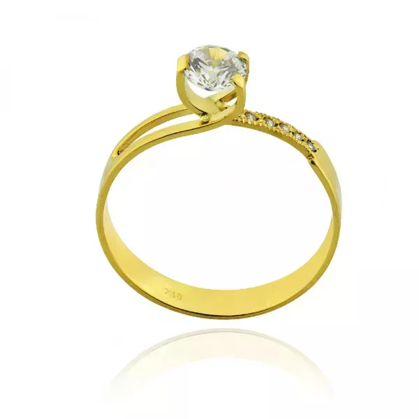 Anel De Ouro 18k Solitário Modern De Zircônia