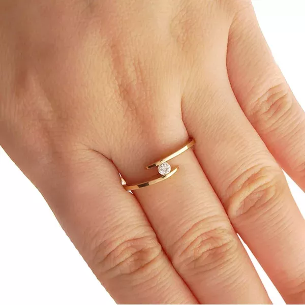 Anel De Ouro 18k Solitário Wonderful Com Diamante De 10 Pontos