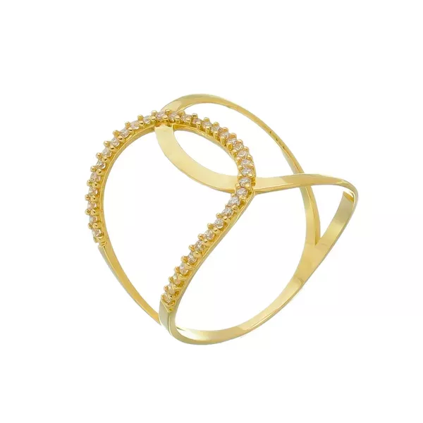 Anel de Ouro 18k Style com Zircônias