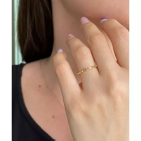 Anel De Ouro 18k Terço e Cruz Com 1,5mm