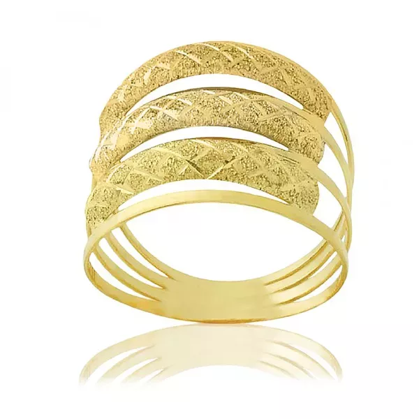 Anel De Ouro 18k Três Aros Diamantados