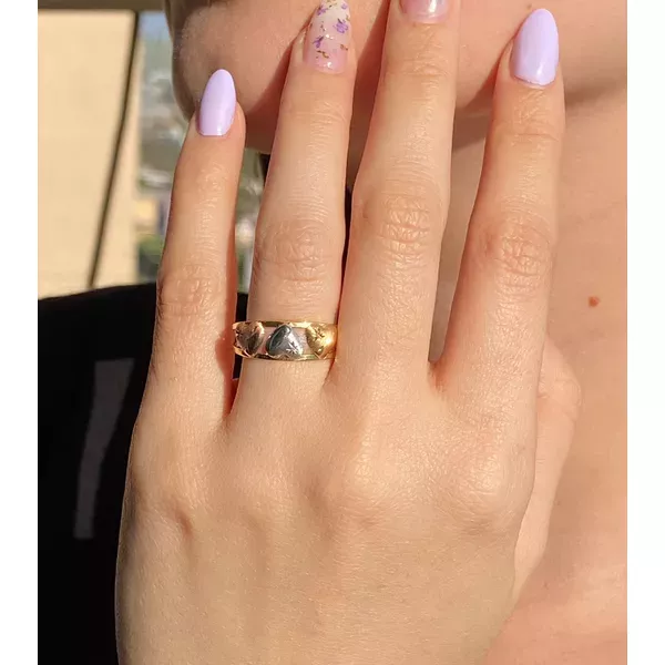 Anel De Ouro 18k Três Corações Tricolor