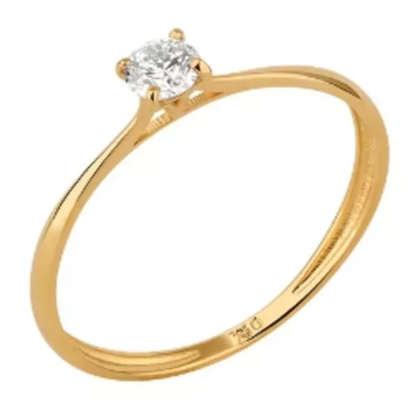 Anel Solitário de Ouro 18k Aurora Com Zircônia
