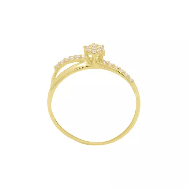 Anel Solitário de Ouro 18k Calêndula Com Zircônias