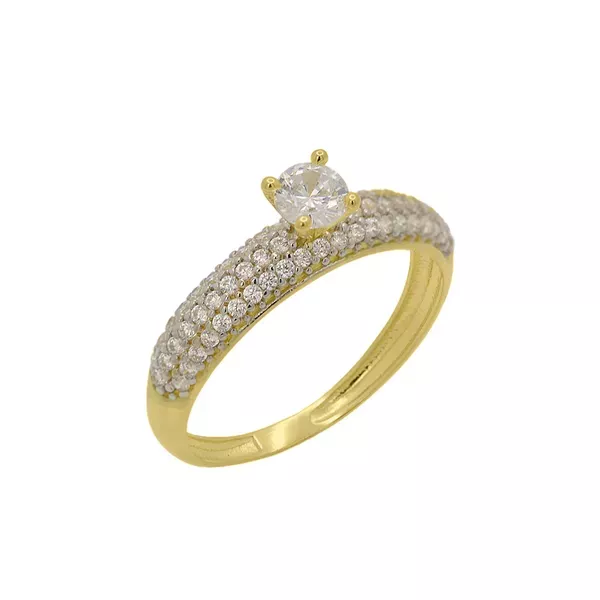 Anel Solitário de Ouro 18k Elegancy Com Zircônias