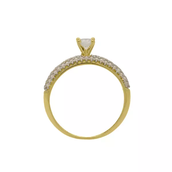 Anel Solitário de Ouro 18k Elegancy Com Zircônias