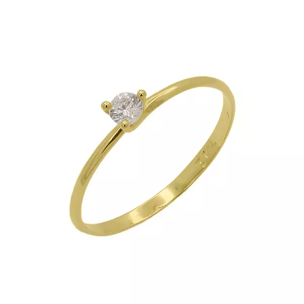 Anel Solitário de Ouro 18k Entrelaço com Zircônias