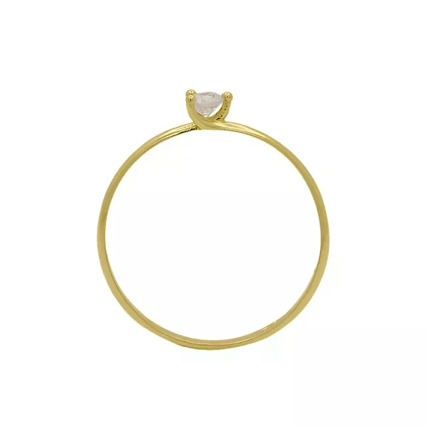 Anel Solitário de Ouro 18k Entrelaço com Zircônias