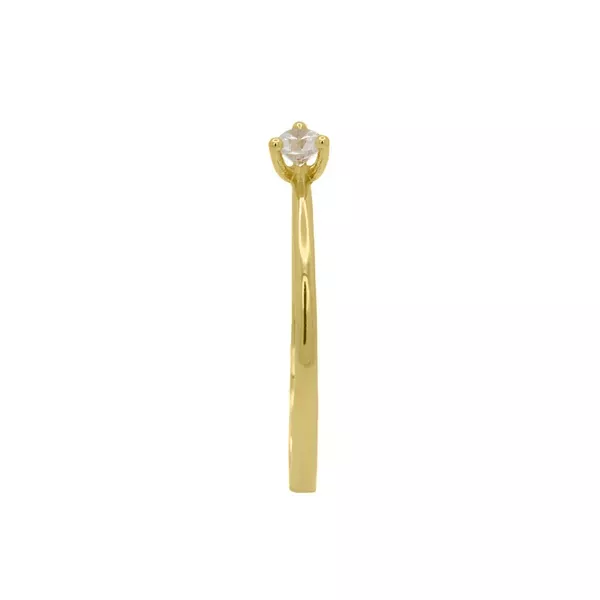 Anel Solitário de Ouro 18k Entrelaço com Zircônias