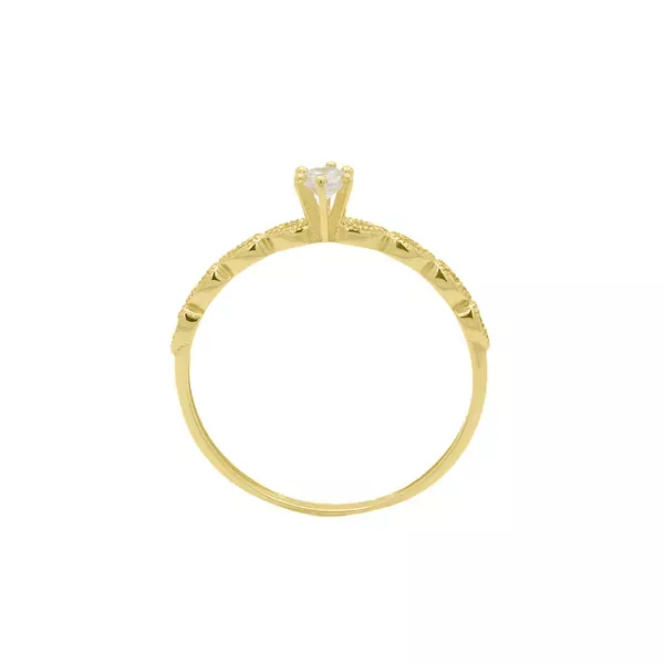 Anel Solitário de Ouro 18k Rapunzel Com Zircônia