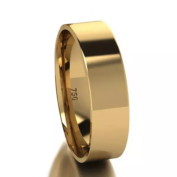  Aliança Individual De Ouro 18k Quadrada Com 5mm Anatômica 