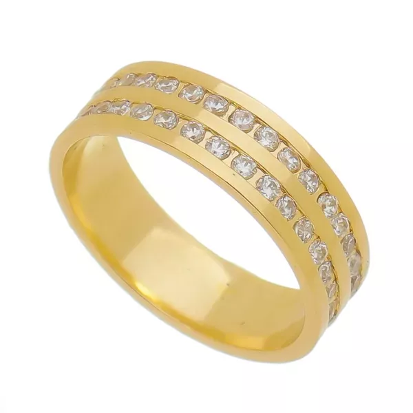 Aliança Individual De Ouro 18k 5,8mm Com Zircônias