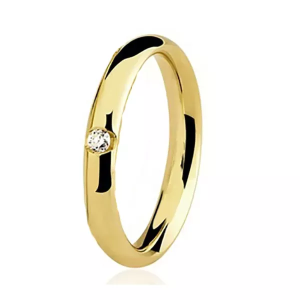 Aliança Individual De Ouro 18k Com 2,5mm e Diamante