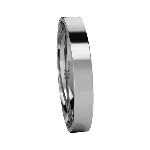 Aliança Individual De Ouro Branco 18k Fio Quadrado De 3mm