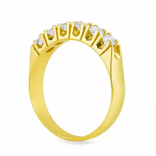 Meia Aliança De Ouro 18k Com 6 Diamantes De 10 Pontos