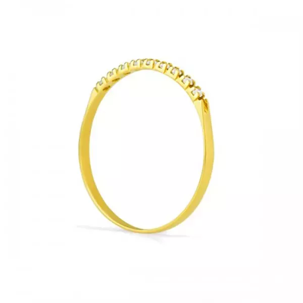 Meia Aliança De Ouro 18k Com 8 Diamantes De 1 Ponto