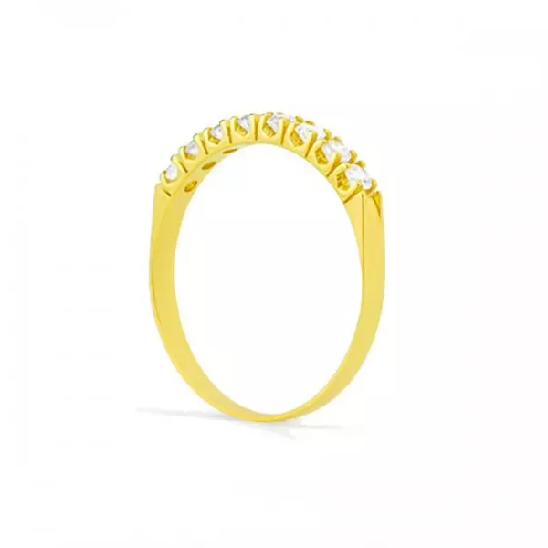 Meia Aliança De Ouro 18k Com 8 Diamantes De 2 Pontos