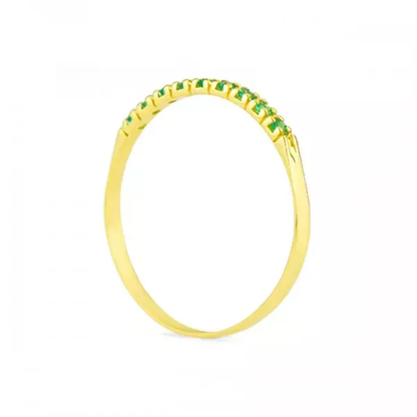 Meia Aliança De Ouro 18k Com 8 Esmeraldas De 1 Ponto