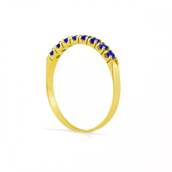 Meia Aliança De Ouro 18k Com 8 Safiras De 3 Pontos