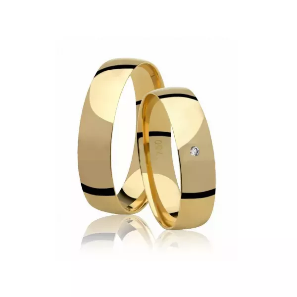 Par De Aliança Casamento De Ouro 18k Anatômica 5mm Com Zircônia