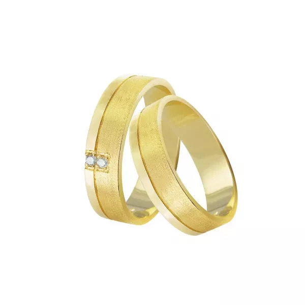 Par De Aliança Casamento De Ouro 18k Double Com 4,5mm Zircônias
