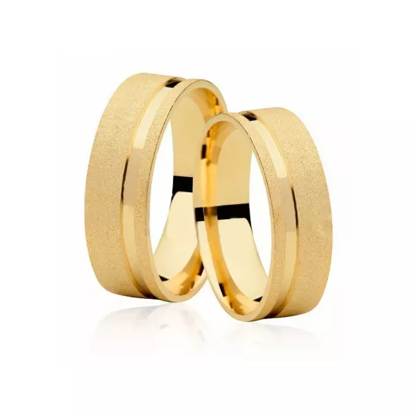Par De Aliança Casamento De Ouro 18k Golden Anatômica 7mm
