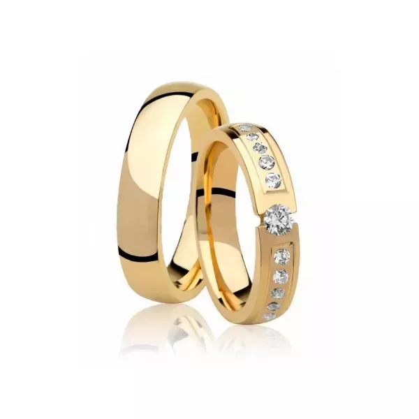 Par De Aliança Casamento De Ouro 18k Life Anatômica 3,5mm Com Diamantes