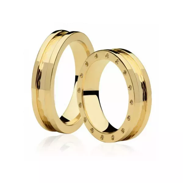 Par De Aliança Casamento De Ouro 18k Luxuri Anatômica 5,0mm Com Zircônias