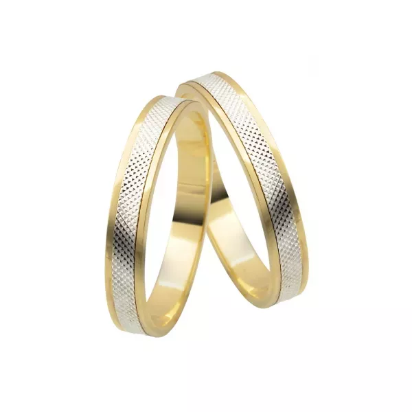Par De Aliança Casamento De Ouro 18k Moana Bicolor De 3,0 mm