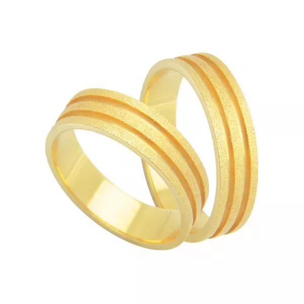 Par De Aliança Casamento De Ouro 18k Quadrada Diamantada De 5,0 mm