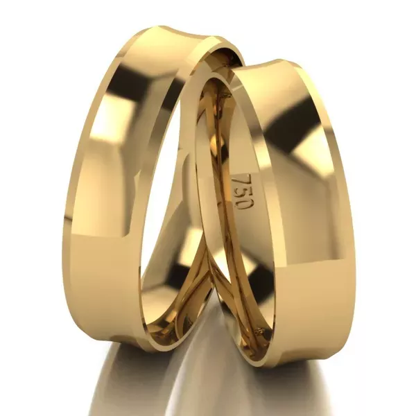 Par De Aliança De Ouro 18k Côncavo Com 5,0mm