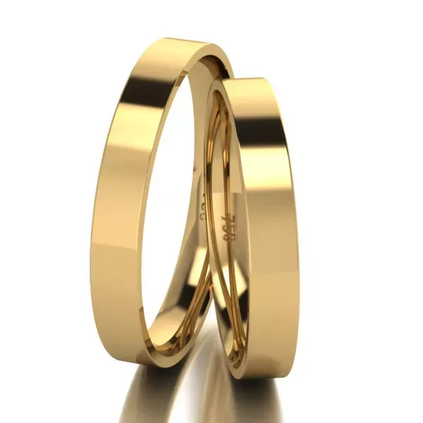 Par De Aliança De Ouro 18k Quadrada Com 3,0mm