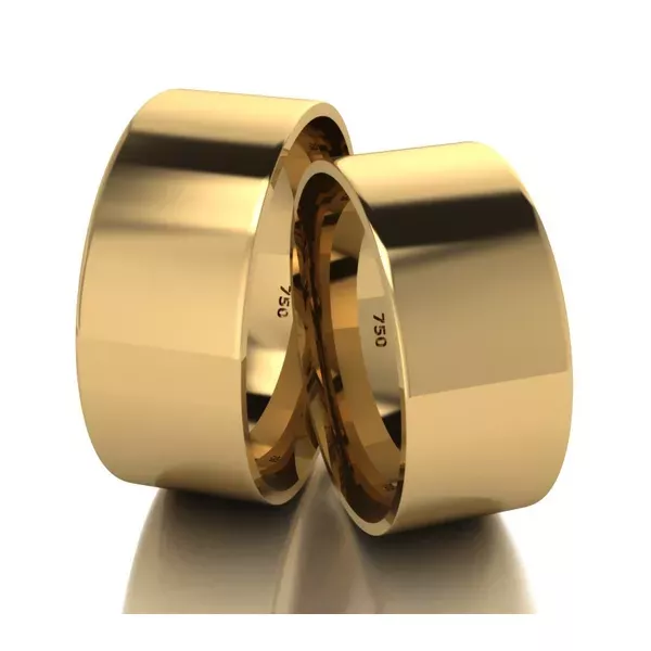 Par De Aliança De Ouro 18k Quadrada Com 8,0mm